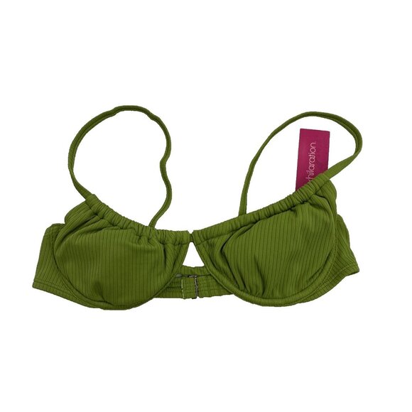 Xhilaration Womens Size S Bikini Swim Top Green Ribbed Underwire Adjustable - Picture 1 of 5